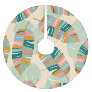 Abstract Tropical Leaves: Modern Seamless Brushed Polyester Tree Skirt