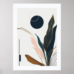 Abstract tropical leaves poster