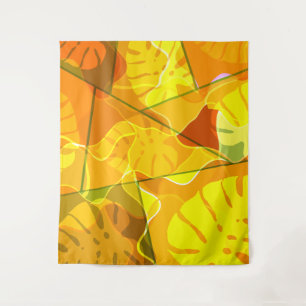 ABSTRACT TROPICAL LEAVES  TAPESTRY