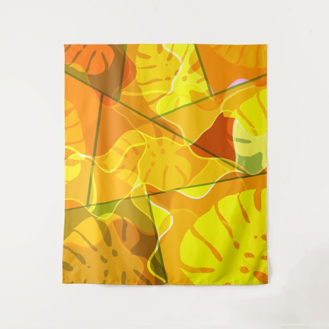 ABSTRACT TROPICAL LEAVES  TAPESTRY (Front)