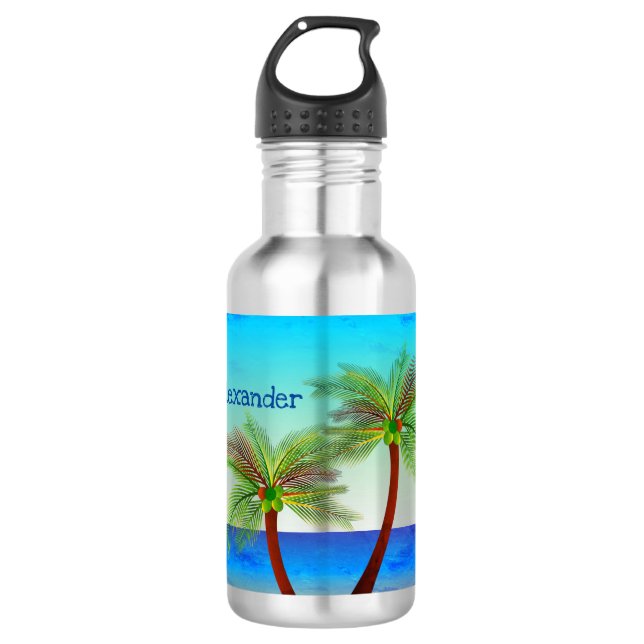 Abstract Tropical Life Palm Silhouette Hammock 532 Ml Water Bottle (Front)