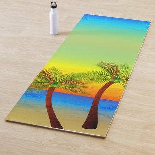 Abstract Tropical Life Palm Trees Seascape Yoga Mat