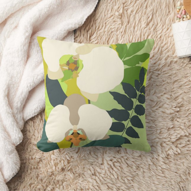 Abstract Tropical Orchids Modern Home Decor  Throw Pillow (Blanket)