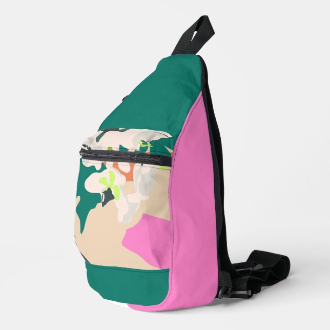 Abstract Tropical Orchids Modern  Sling Bag (Right Corner)
