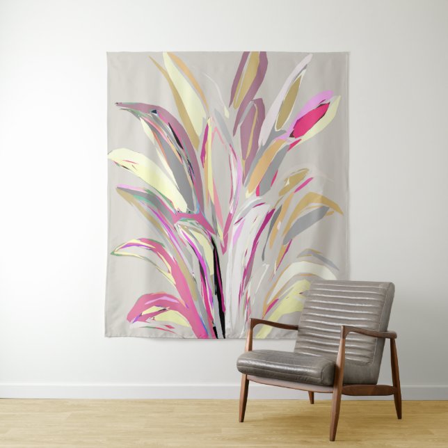 Abstract Tropical Plant Vector Art Style Tapestry (In Situ)