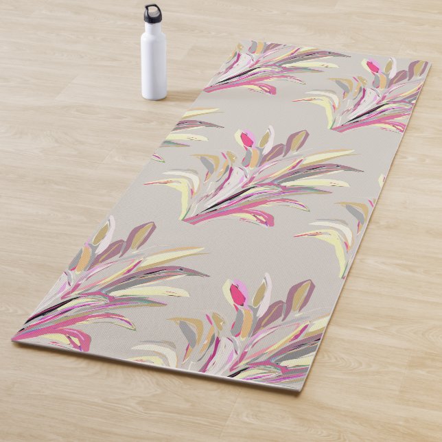 Abstract Tropical Plant Vector Art Style Yoga Mat (In Situ)