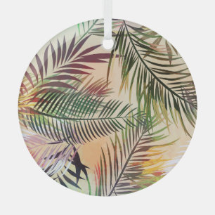 Abstract Tropical Plants: Vintage Illustration Glass Ornament