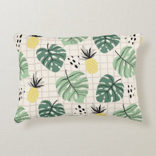 Abstract tropical seamless pattern with palm leaf accent pillow