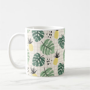 Abstract tropical seamless pattern with palm leaf coffee mug