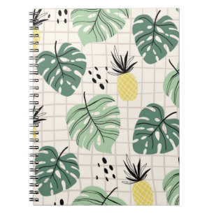 Abstract tropical seamless pattern with palm leaf  notebook