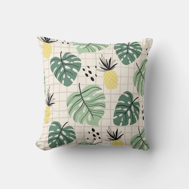 Abstract tropical seamless pattern with palm leaf  throw pillow (Front)
