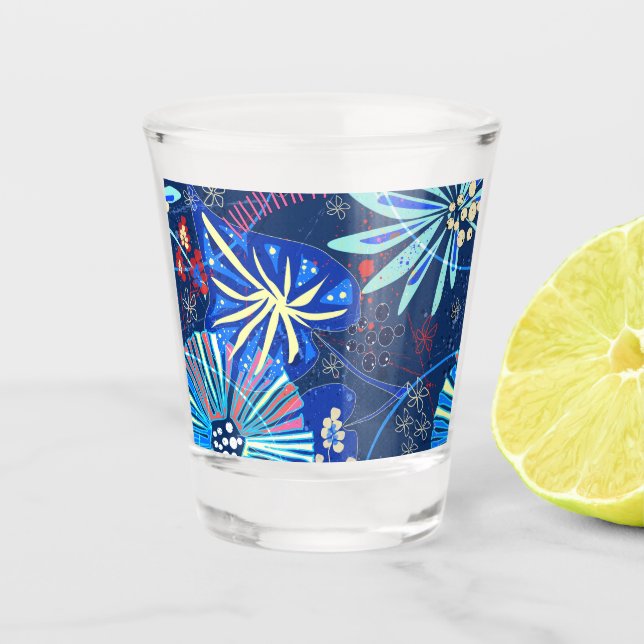Abstract  tropical shot glass (Front)