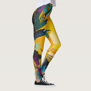 Abstract Tropical Sunset Explosion Leggings