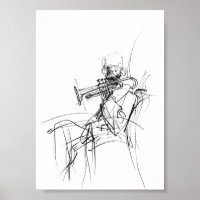 Abstract Trumpet Player Sketch - Premium