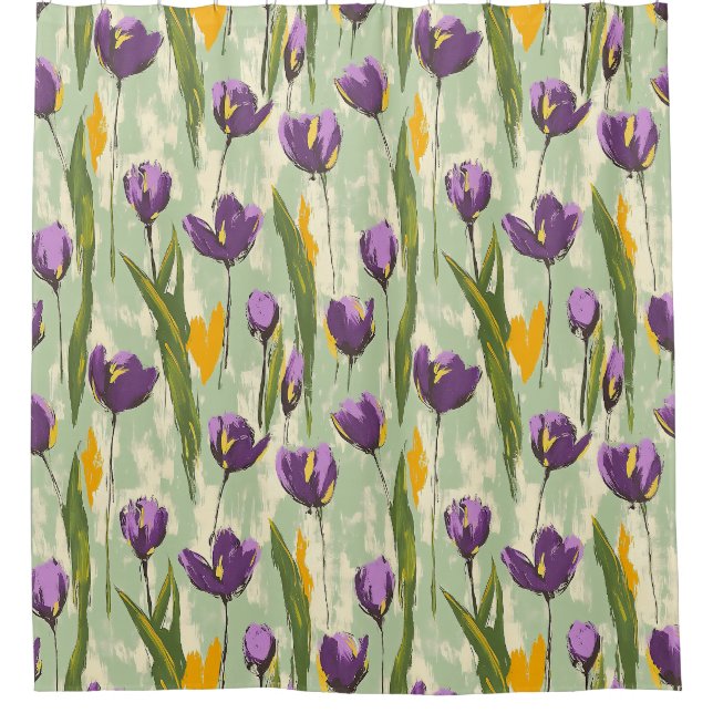 Abstract Tulip Blooms on Mint Green Background (Front)