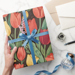 Abstract Tulip Butterflies Wrapping Paper