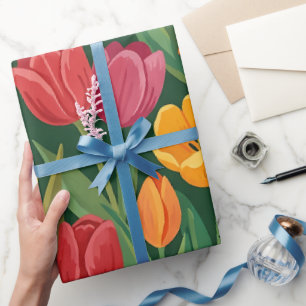 Abstract Tulip Butterflies Wrapping Paper