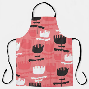 Abstract tulip flowers silhouette seamless pattern apron