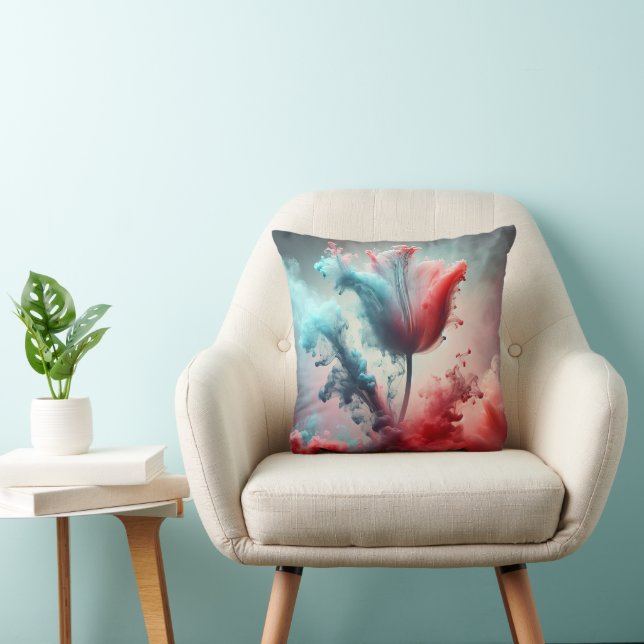Abstract Tulip With Smoky Clouds Throw Pillow (Chair)