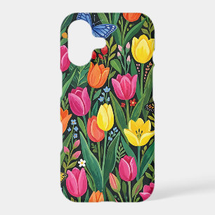 Abstract Tulips Butterflies Gouache iPhone Cases