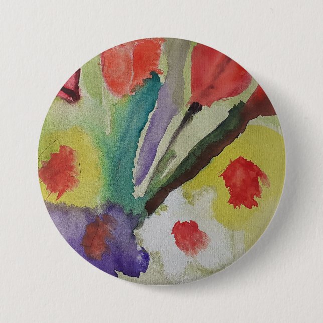 Abstract Tulips & Spring Flowers  3 Inch Round Button (Front)
