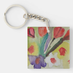 Abstract Tulips & Spring Flowers Acrylic Keychain