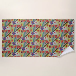 Abstract Tulips & Spring Flowers  Beach Towel