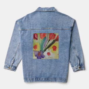 Abstract Tulips & Spring Flowers  Denim Jacket