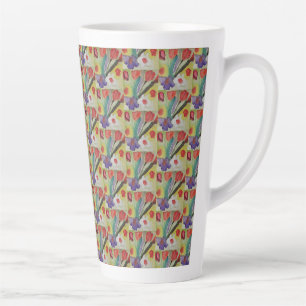 Abstract Tulips & Spring Flowers  Latte Mug