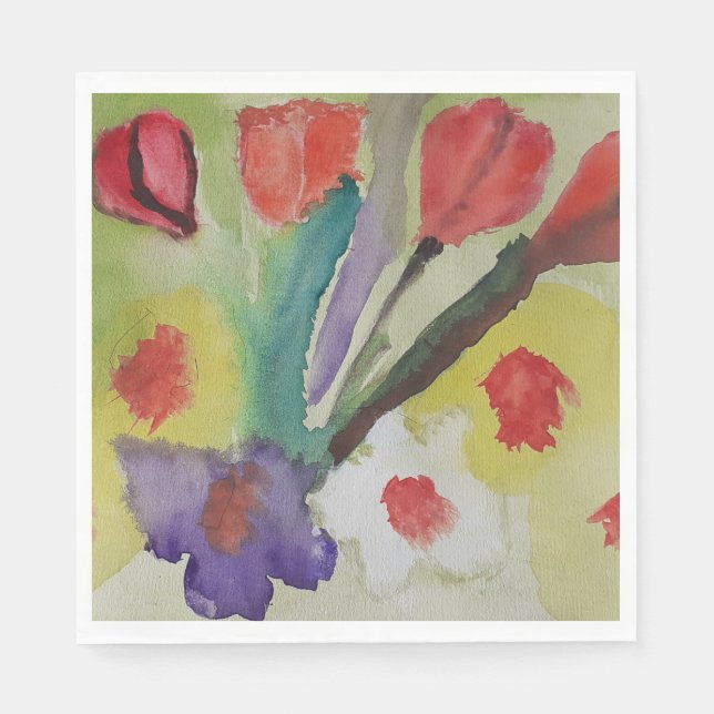 Abstract Tulips & Spring Flowers Napkin (Front)