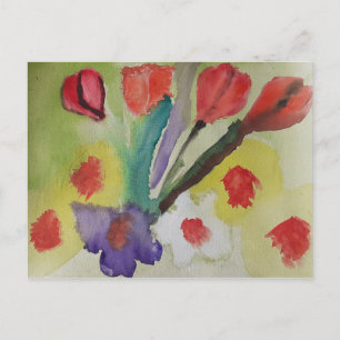 Abstract Tulips & Spring Flowers Postcard
