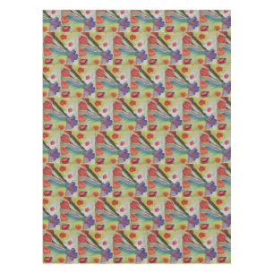 Abstract Tulips & Spring Flowers Tablecloth