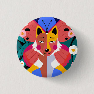 Abstract Tunnel Perspective with Two Figures 1 Inch Round Button