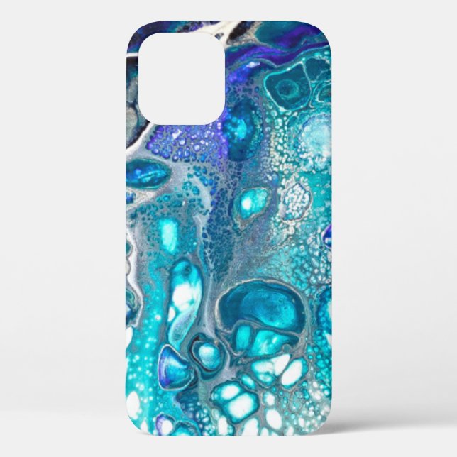 Abstract Turquoise and Blue Paint Cell Swirl  Case-Mate iPhone Case (Back)