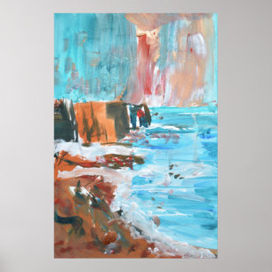 Abstract Turquoise Bay & Golden Cliffs Poster