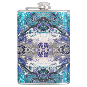Abstract Turquoise Blue Design Hip Flask