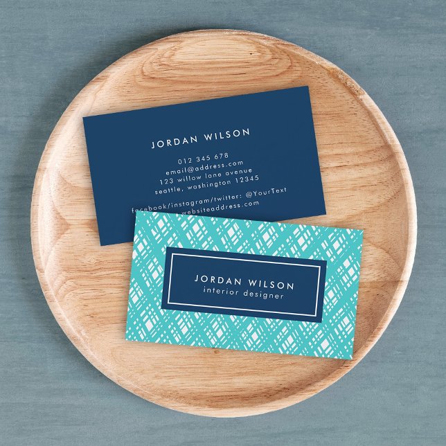 Abstract Turquoise Line Strokes Pattern Business Card (Creator Uploaded)