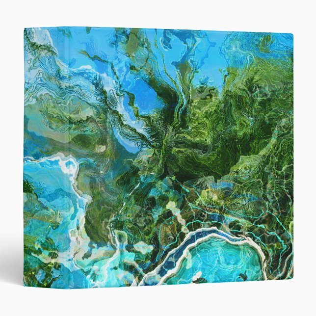 Abstract Turquoise Ocean Blue & Seaweed Green Binder (Front/Spine)