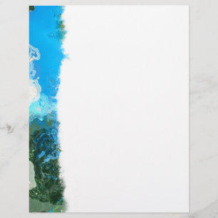Abstract Turquoise Ocean Blue & Seaweed Letterhead
