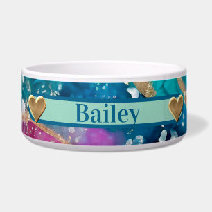 Abstract Turquoise Pink & Purple With Gold Glitter
