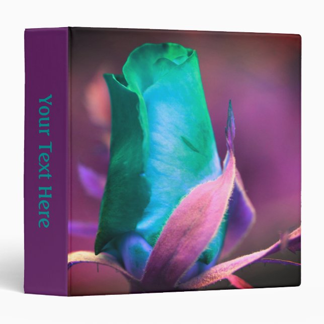 Abstract Turquoise Rose Flower Personalized Binder (Front/Spine)