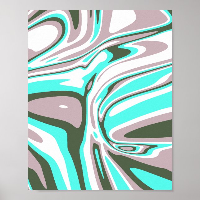 Abstract Turquoise Swirl Pattern Poster (Front)