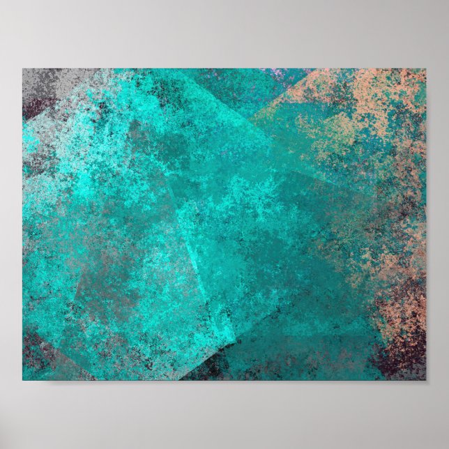 abstract turquoise teal grunge texture background poster (Front)