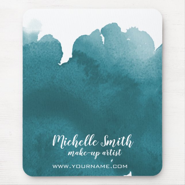 Abstract turquoise watercolor splash make up art mouse pad (Front)