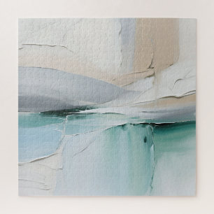 Abstract Turquoise White Texture Jigsaw Puzzle
