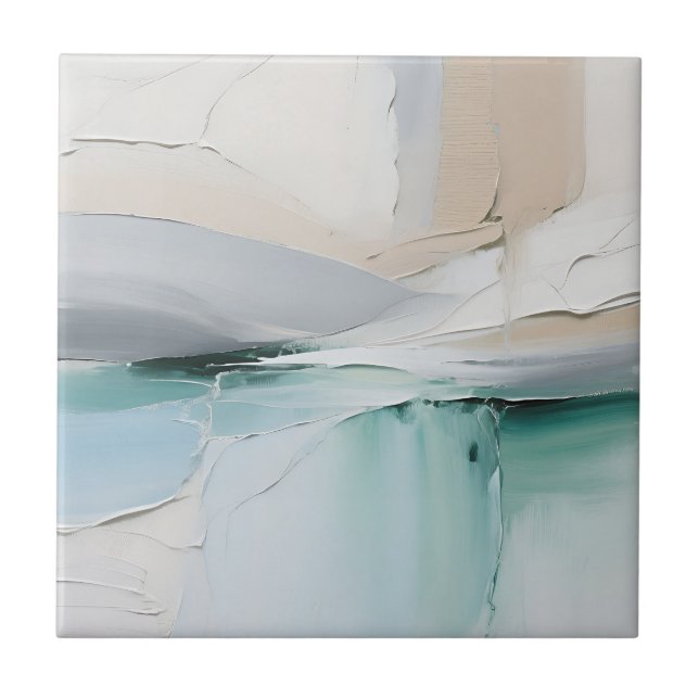 Abstract Turquoise White Texture Tile (Front)