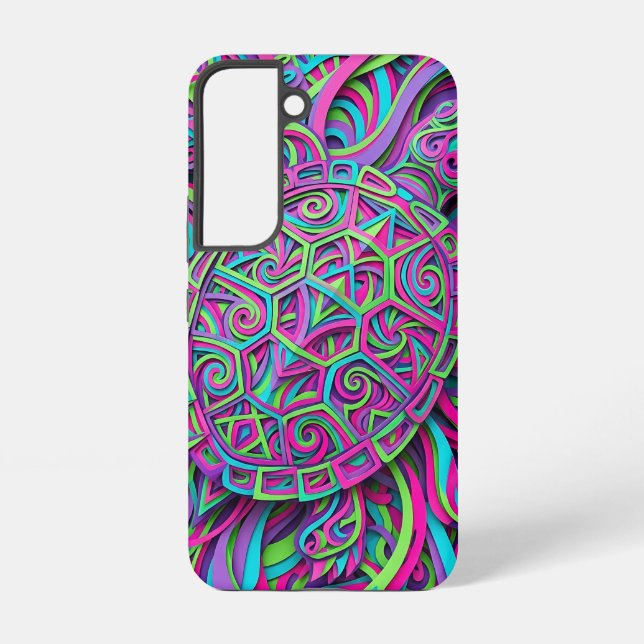 Abstract Turtle Shell Neon Vibrant Samsung Cases (Back)