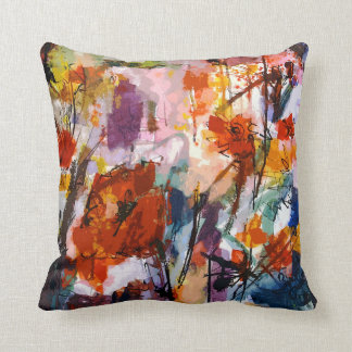 Abstract Tuscan Poppies Throw Pillows