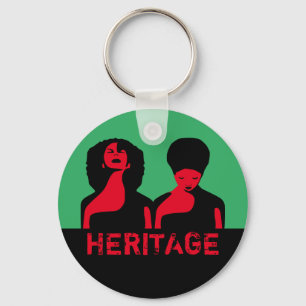 abstract Two Black Women Natural Hair Keychain
