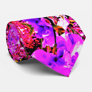 Abstract Ultra Violet Purple Iris on Red Tie